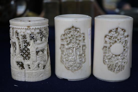 Three Chinese ivory vases